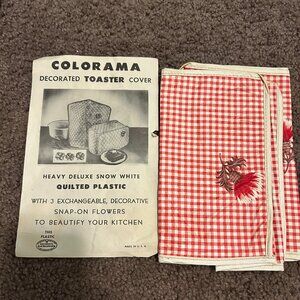 Vintage Colorama Quilted Plastic Toaster Cover - Red Gingham - Retro Kitchen 60s